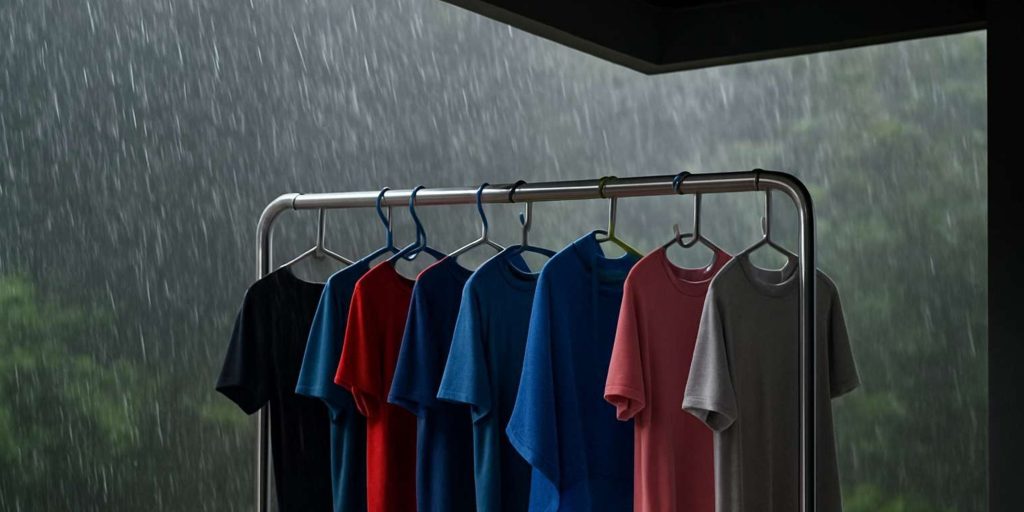 jemur baju di belakang kulkas